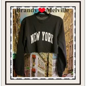 NEW brandy melville Lily New York Navy Blue Cropped  sweatshirt